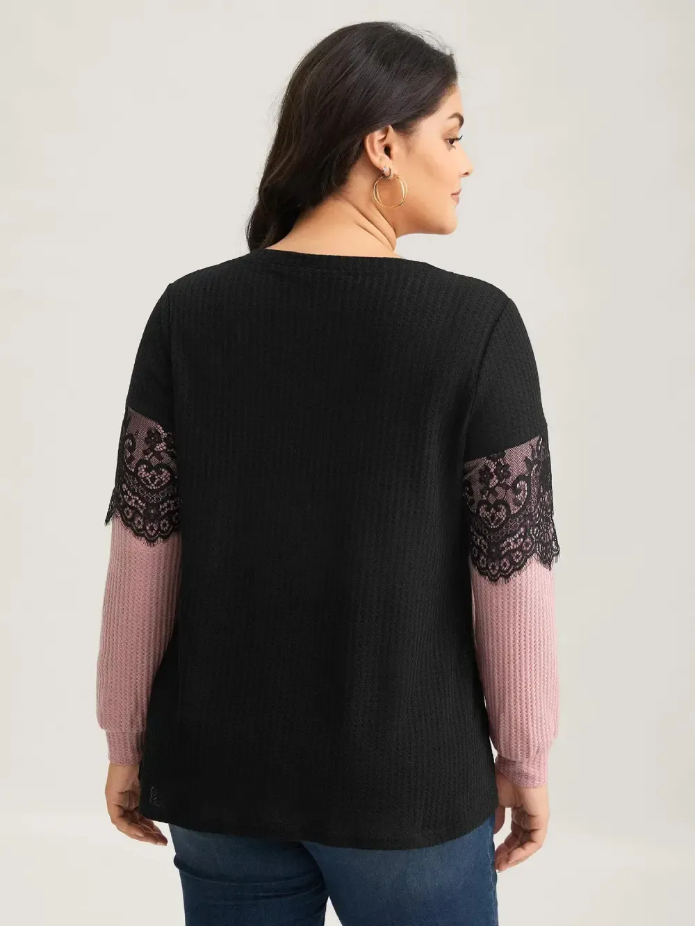 Crochet Lace Mesh Contrast Patchwork Top