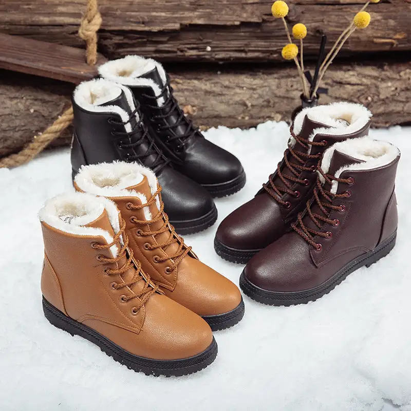 Womens Keep Warm Lace Up Ankle Snow Boots