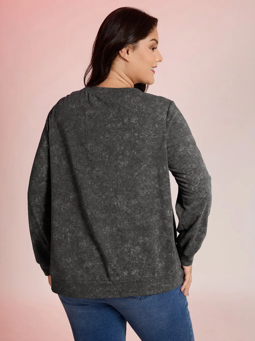 Halloween Cut-Out Neck Snowflake Effect Sweatshirt