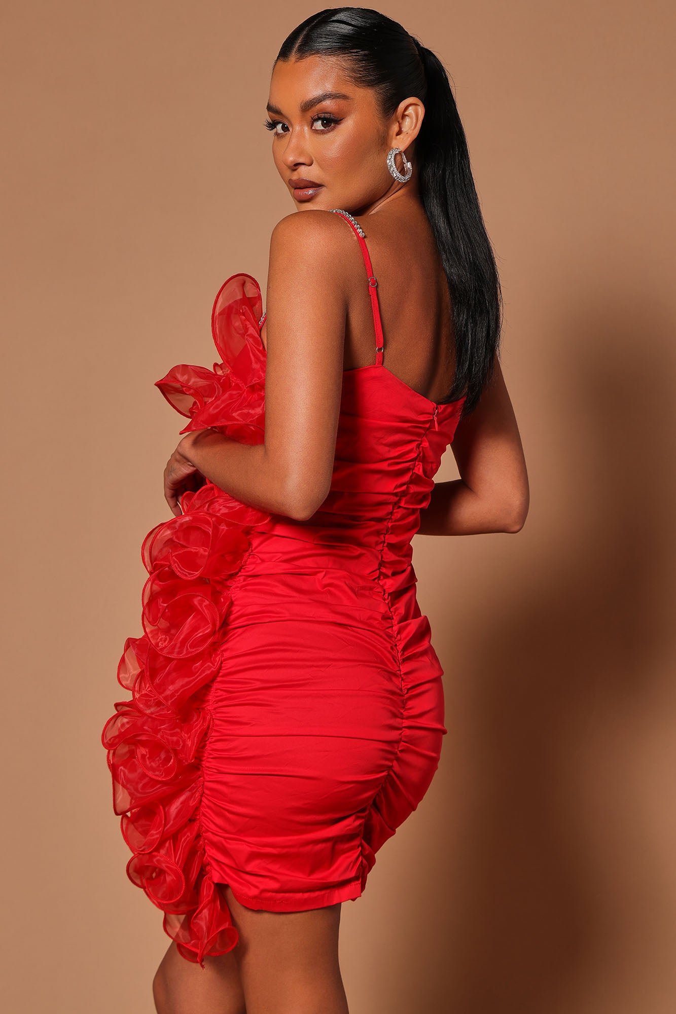 Giselle Ruffle Mini Dress - Red