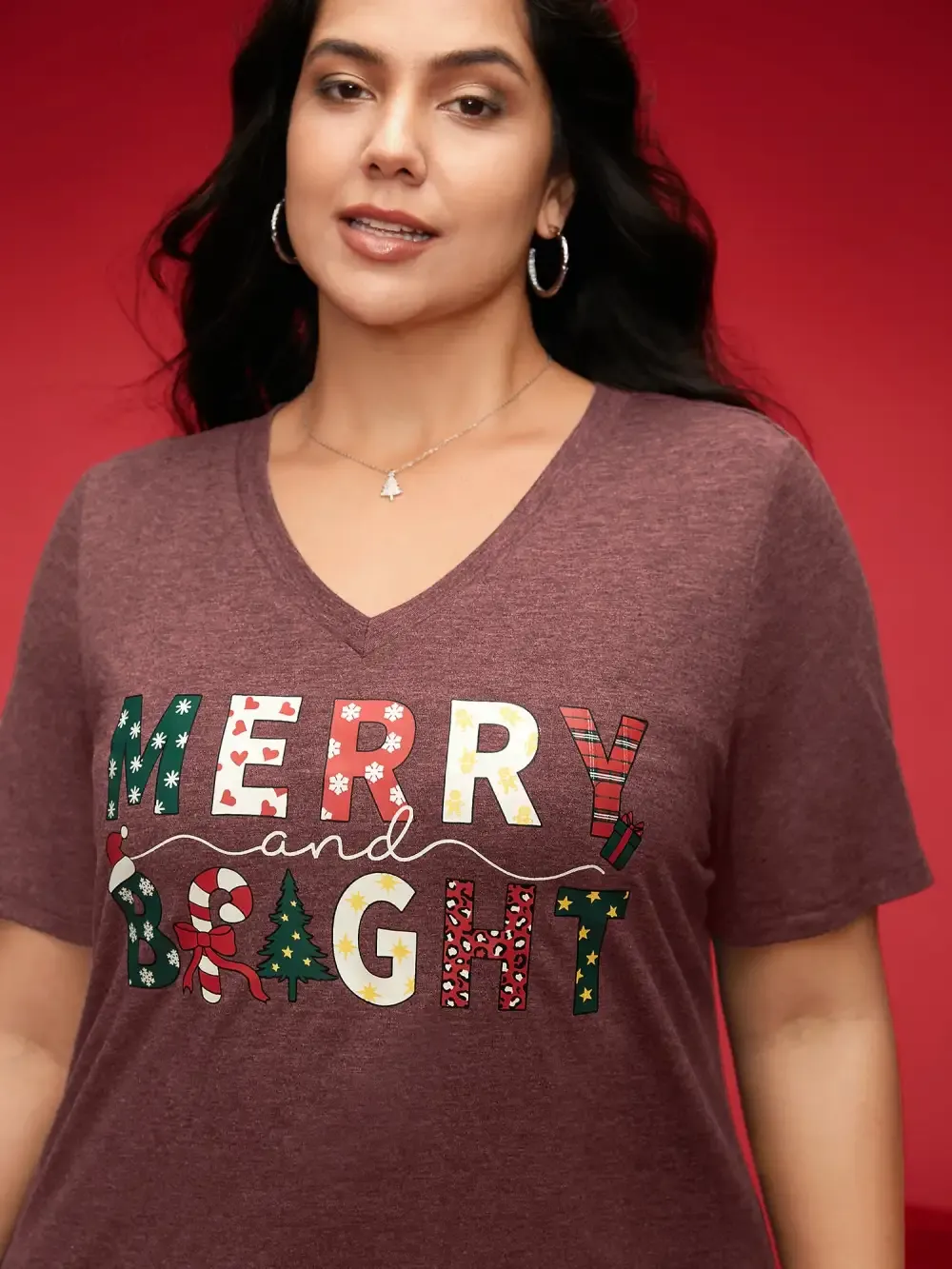 Merry & Bright Slogan Slim-Fit Tee