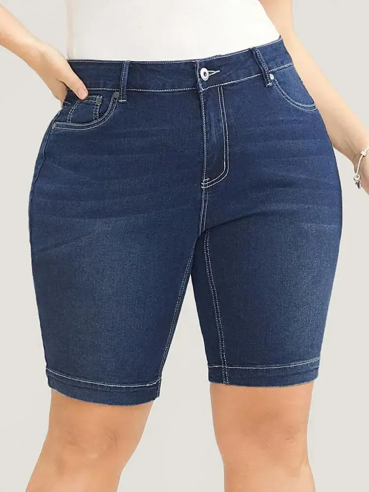 4 Pack Very Stretchy High Rise Dark Wash Denim Shorts