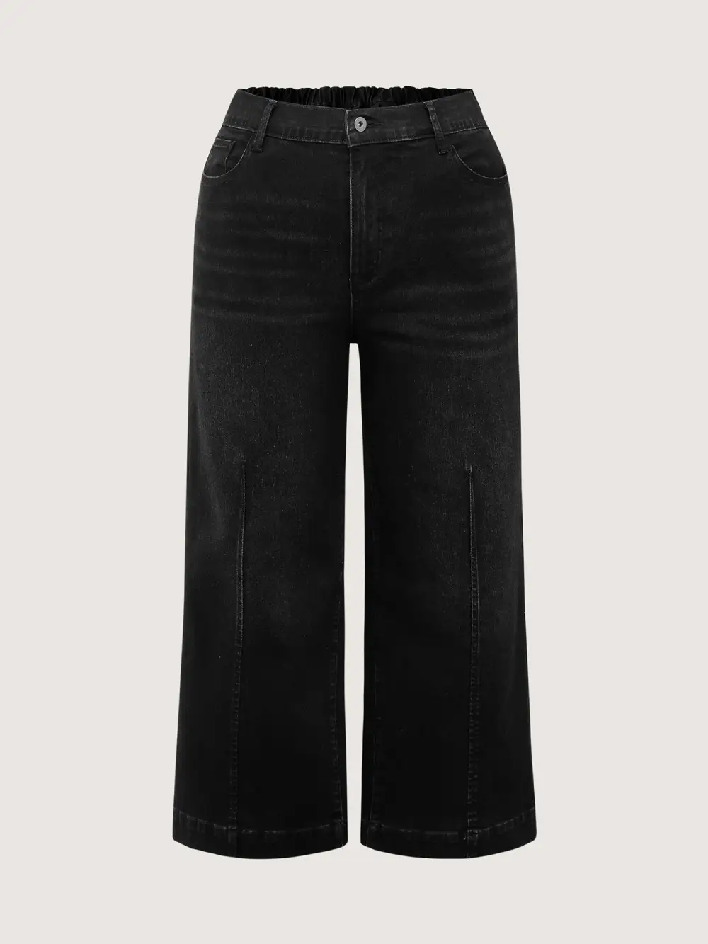 Stretchy Wide-Leg Mid-Rise Jeans