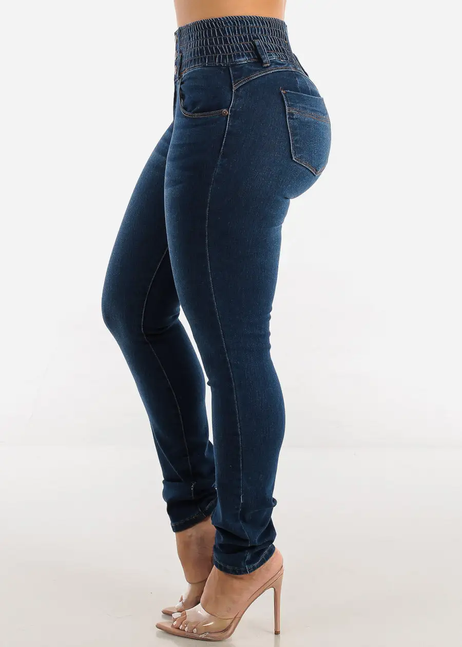 MX JEANS Spandex Waist Butt Lift Dark Wash Skinny Jeans