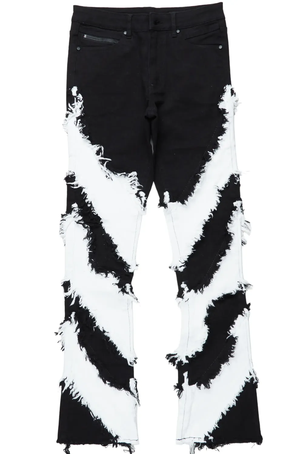 Ismael Black/White Stacked Flare Jean
