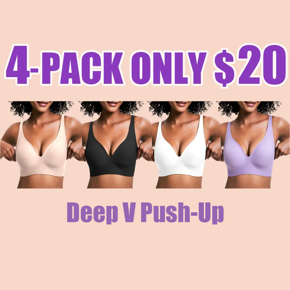 Jelly Wireless Seamless Push-Up Bra-Deep V, Wire-Free, Everyday Comfort