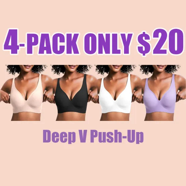 Jelly Wireless Seamless Push-Up Bra-Deep V, Wire-Free, Everyday Comfort
