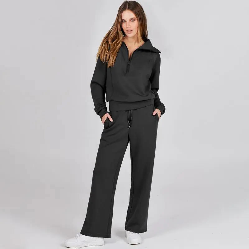 Women's 2-Piece Oversized Sweatsuit – Sweatshirt & Sweatpants Lounge Set.
