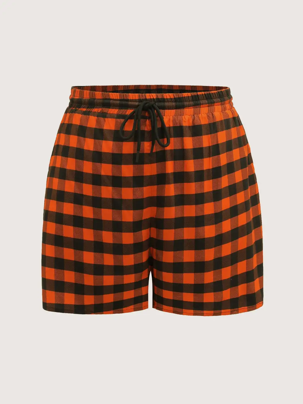 Stretchy Plaid Contrast Loungewear Set