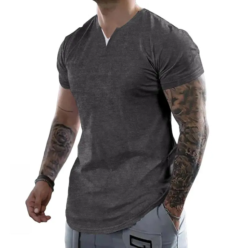 Men's Slim Fit V-Neck T-Shirt – Soft Short Sleeve Tee for Gym & Casual Wear