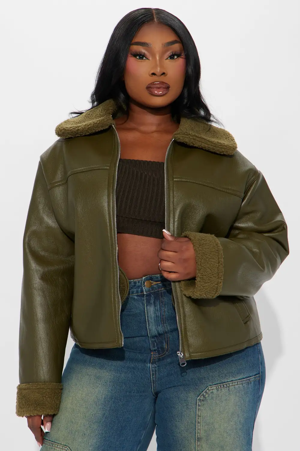 Downtown Girl Bomber Jacket - Olive