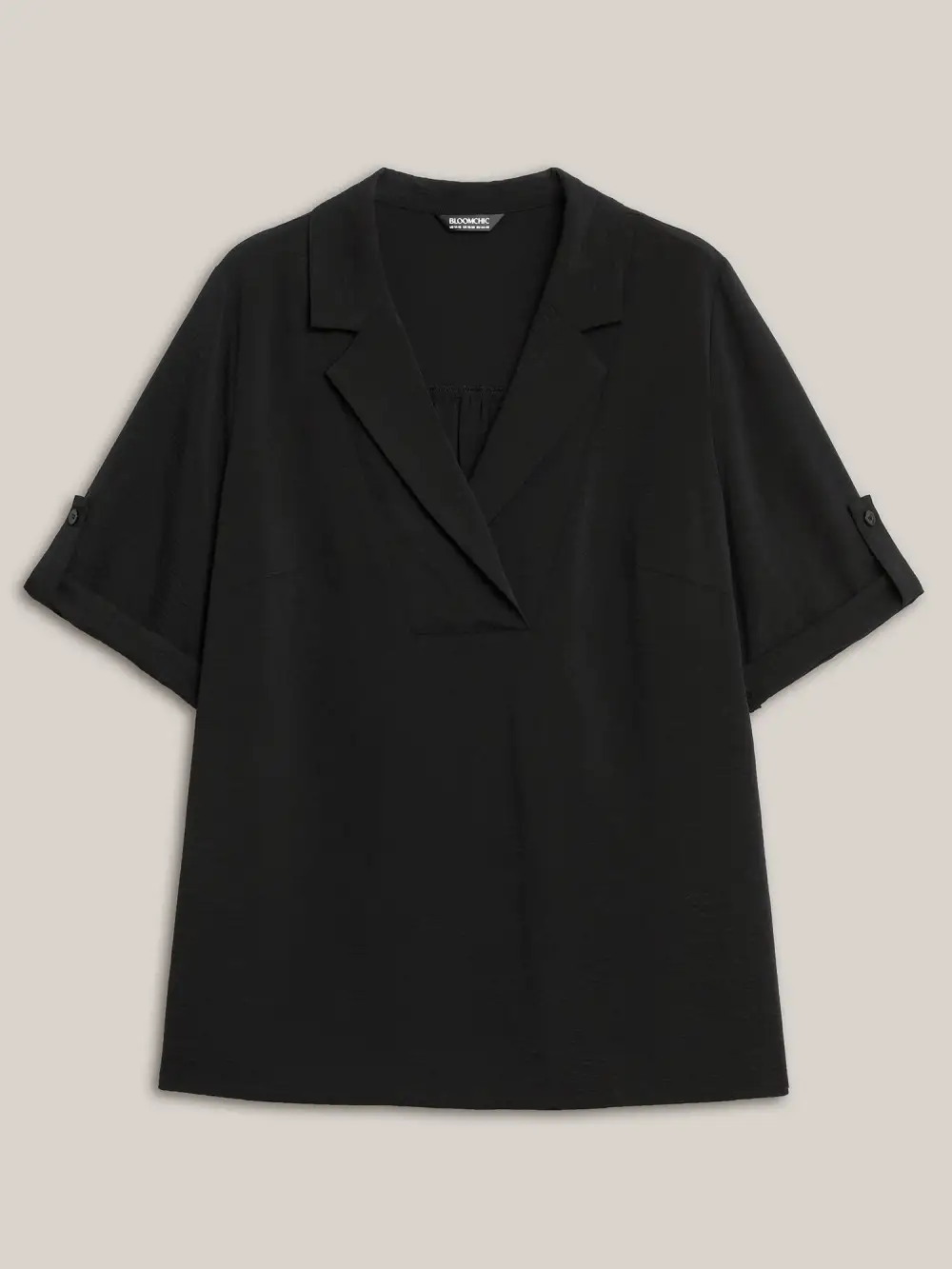 Tab Sleeve Blazer Collar Blouse