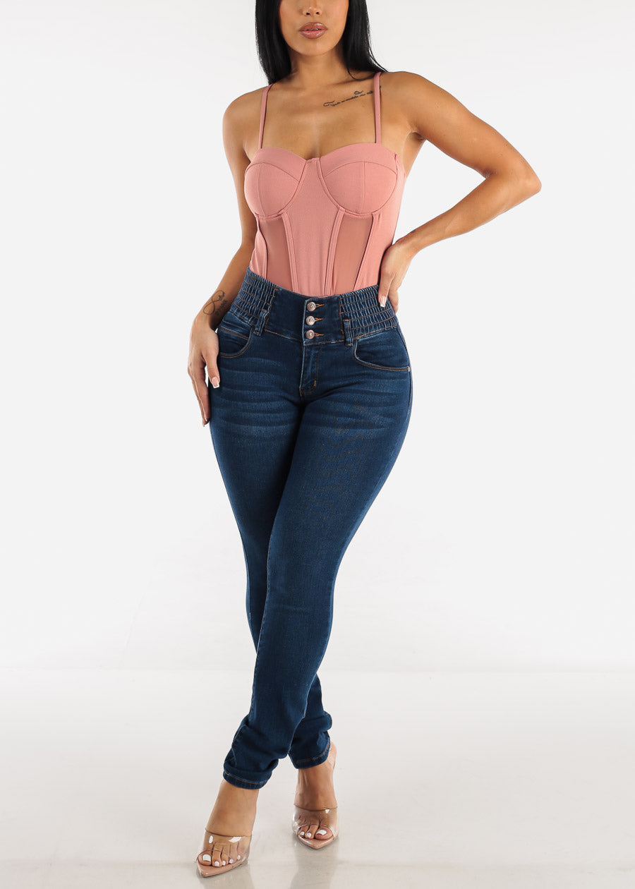 MX JEANS Spandex Waist Butt Lift Dark Wash Skinny Jeans