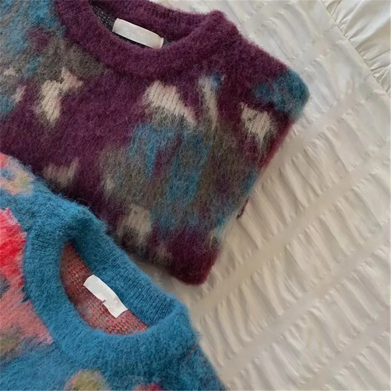Oil painting tie-dye warm sweater