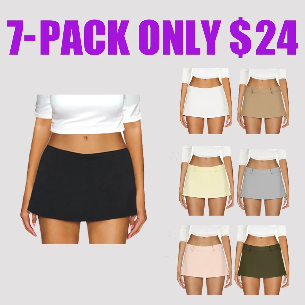 Women's Low Rise Micro Mini Skort – Stretchy Black Skirt with Built-In Shorts