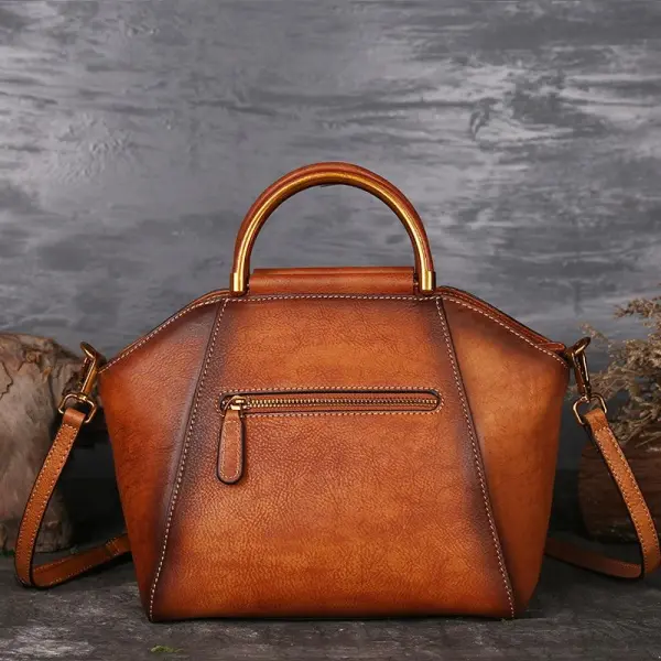 Retro & Elegant Cow Leather Handmade Handbag for Women