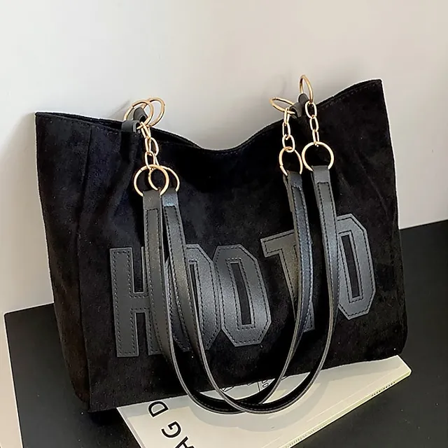 Women's Tote Shoulder Bag Bucket Bag PU Leather Outdoor Daily Holiday Zipper Large Capacity Lightweight Durable Solid Color Letter dark brown Black Brown