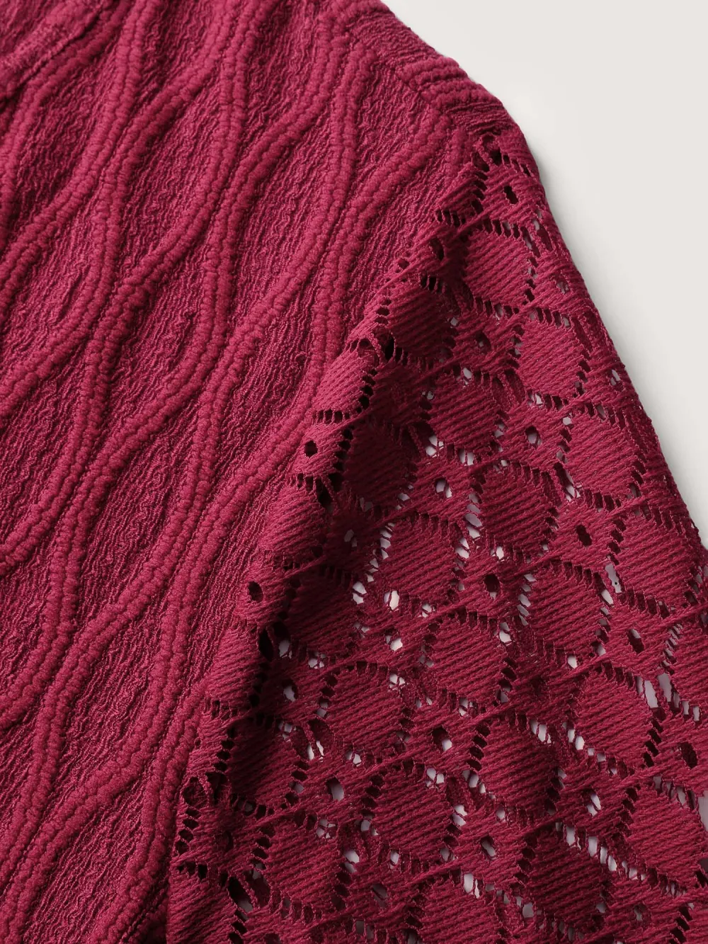 Sheer Textured Sleeve Stretchy Knit Top