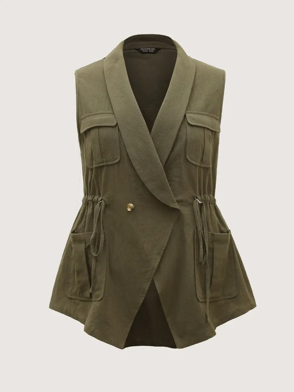 Cotton Waist Defining Drawstring Pocket Vest