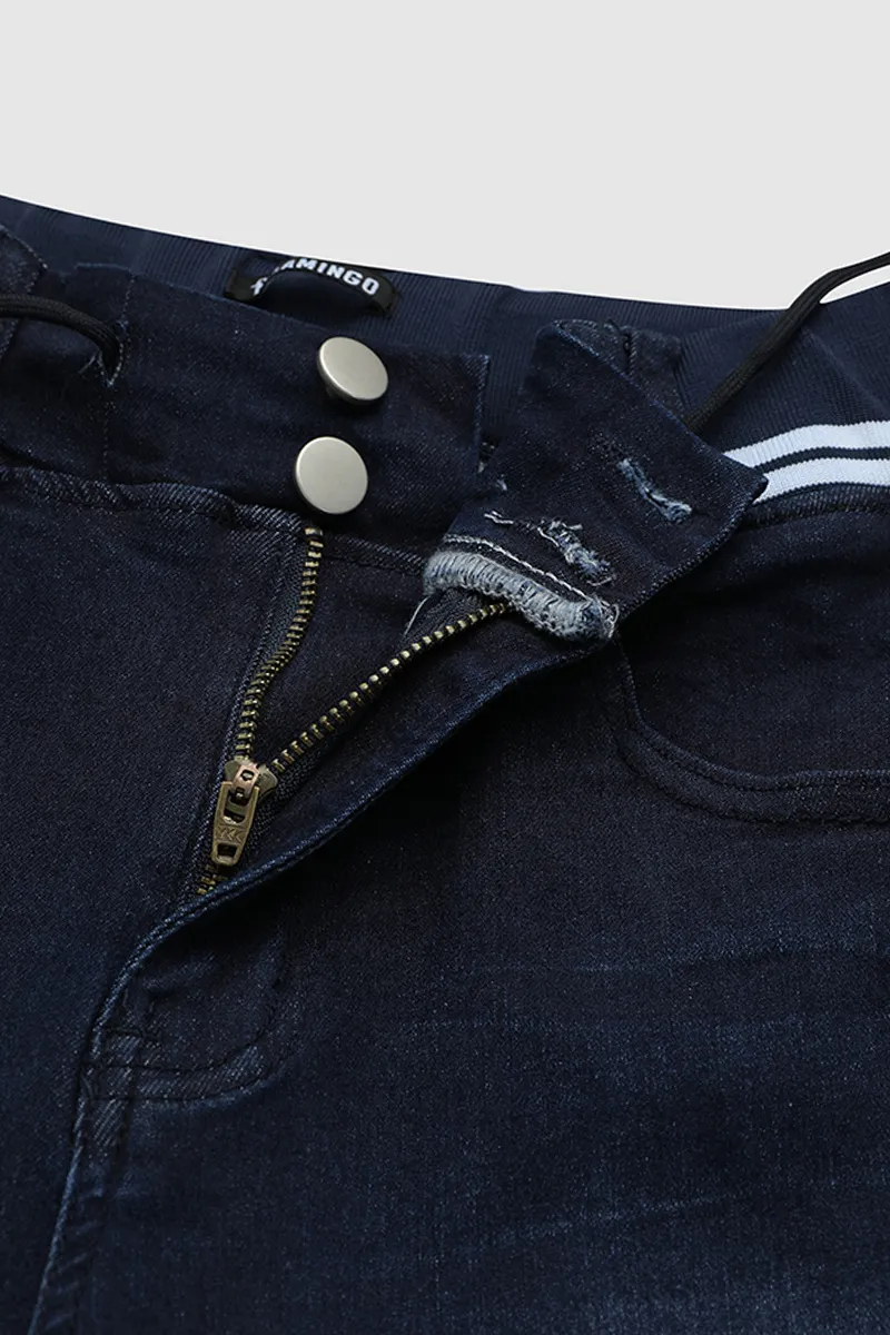 6 Packs Double Button Drawstring Capris Jeans