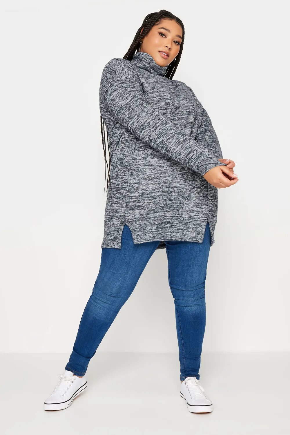 YOURS LUXURY Curve Grey Soft Touch Turtle Neck Jumper
