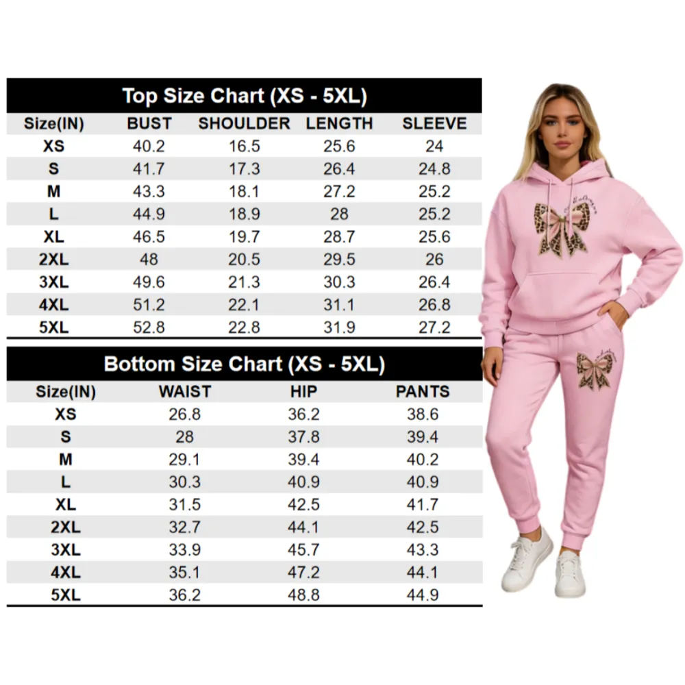Women's Leopard Print Bow Pattern Tracksuit