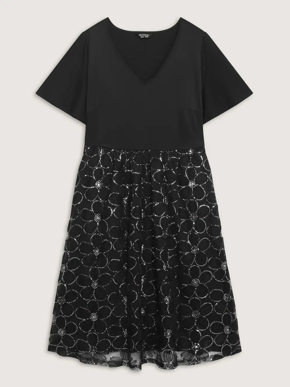 Sequin Embroidery Ruffled Sleeve Midi Dress