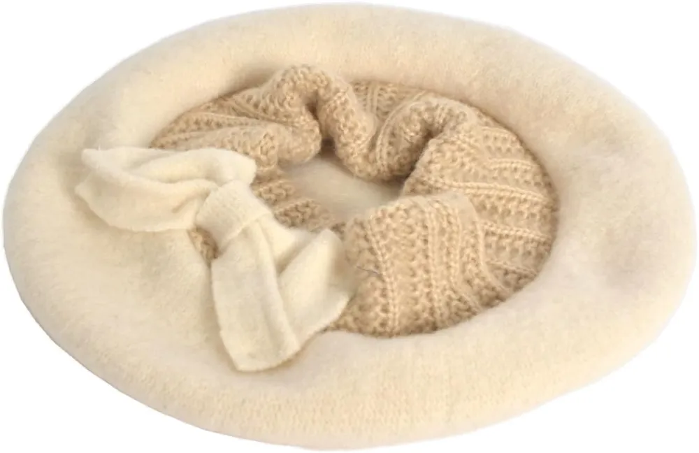 Lady French Beret 100% Wool Beret Floral Dress Beanie Winter Hat