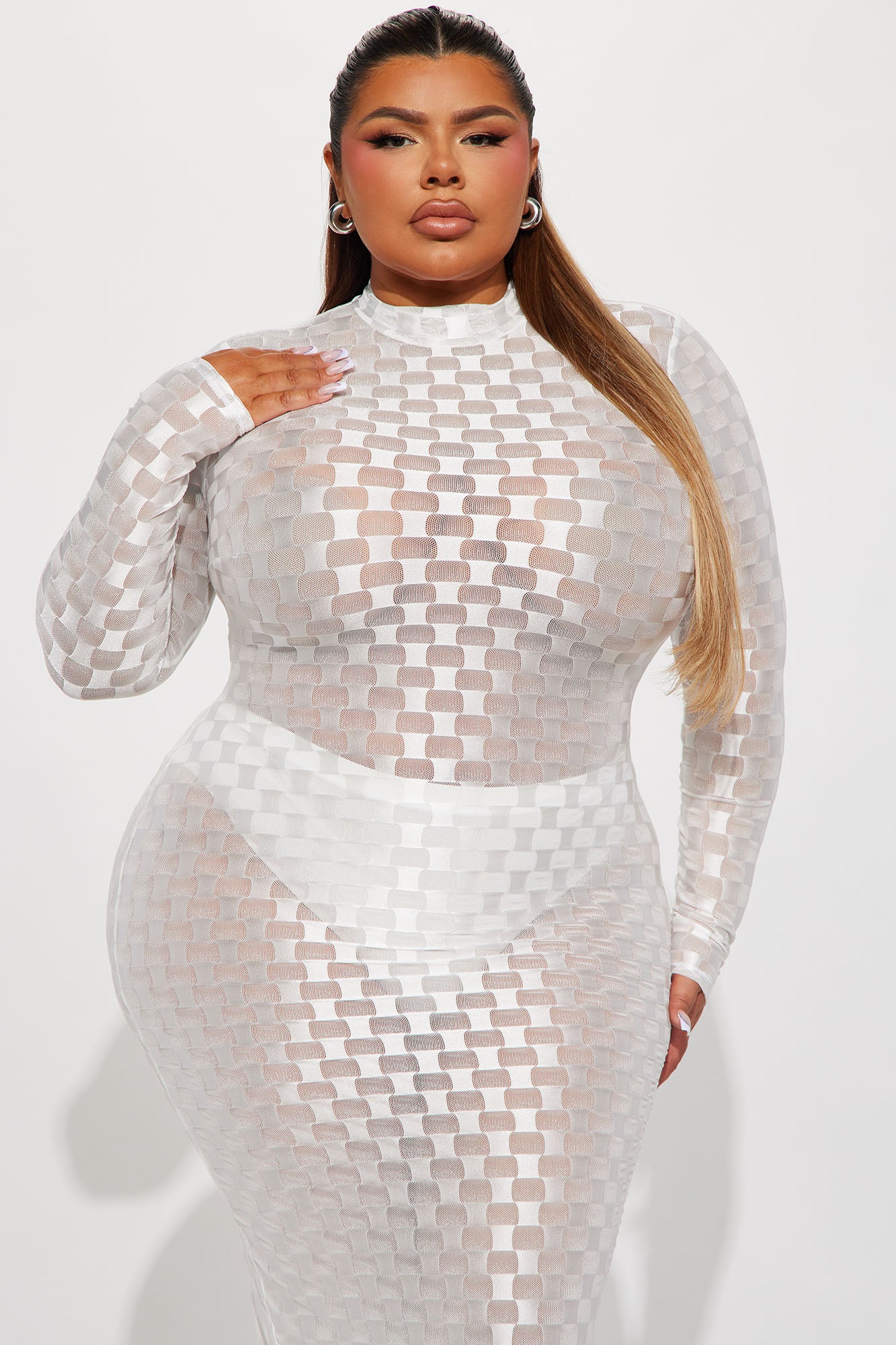 Checkmate Checkered Maxi Dress - White