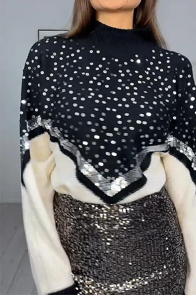 Women's fashion leopard print sequined sweater