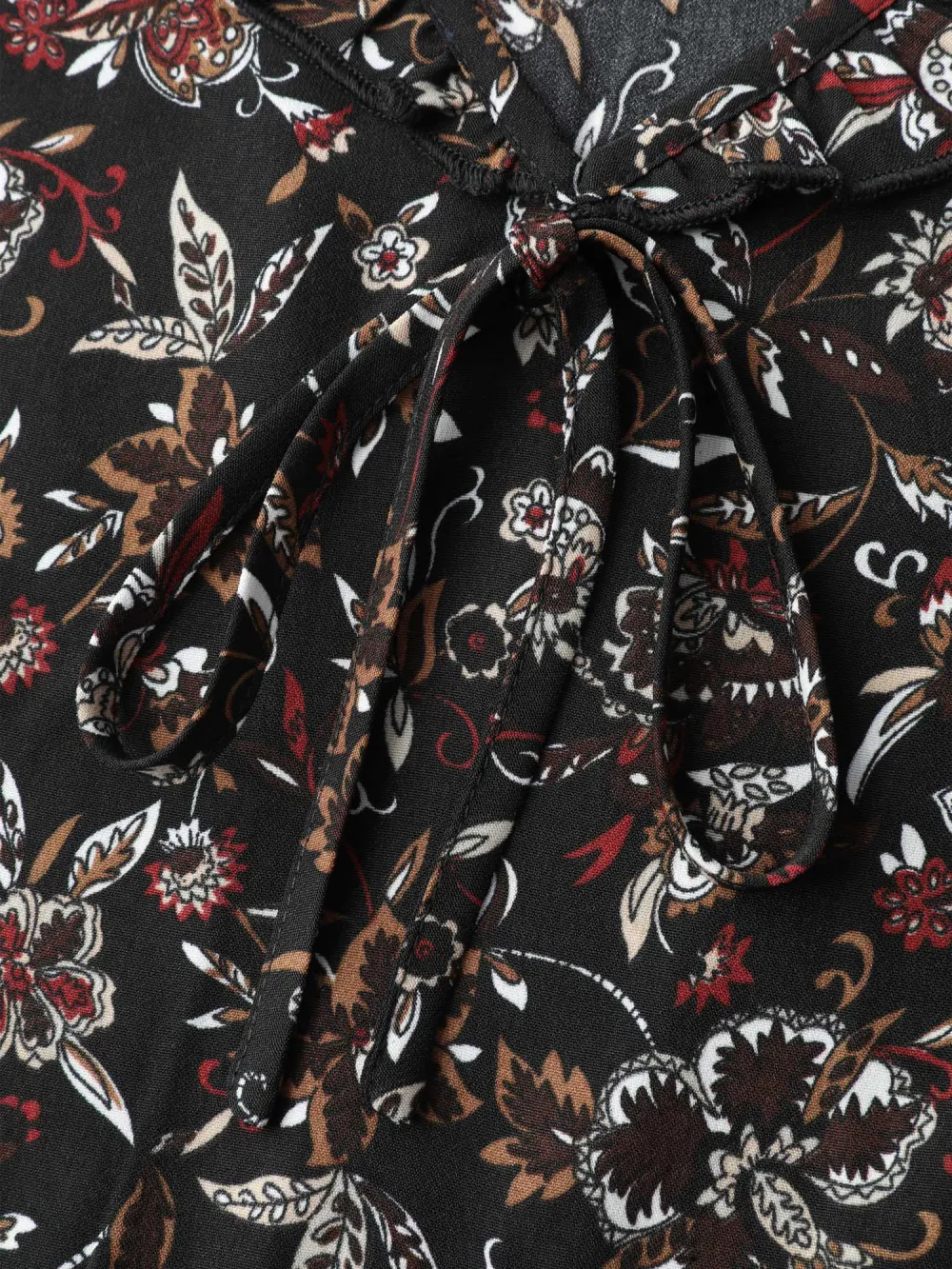 Floral Print Ruffled Neck Blouse