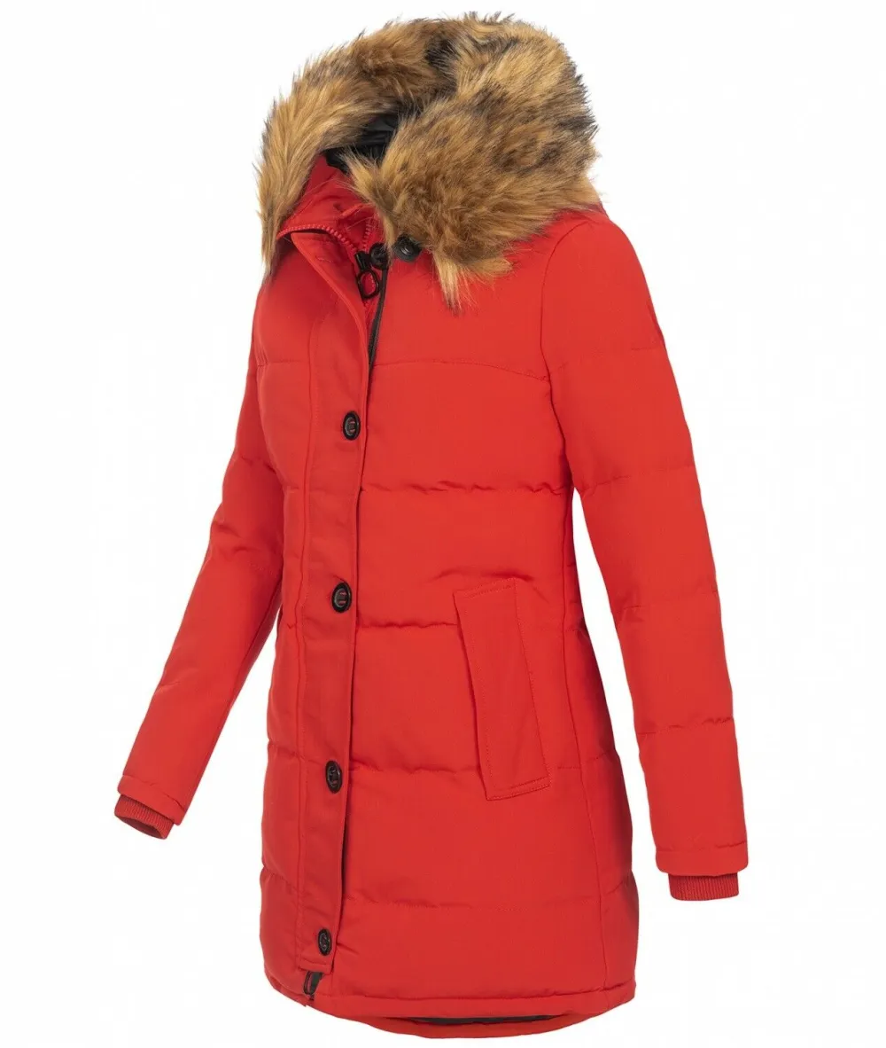 Fashion ladies parka coat with fur collar（⚡Clearance Sale）