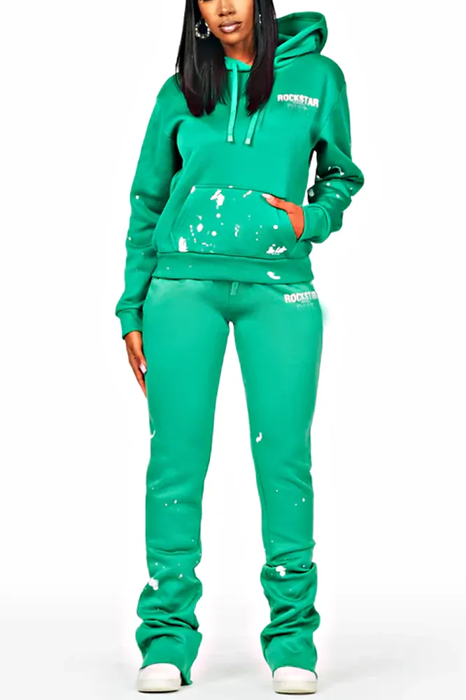 Women's Gradient Pattern Hoodie and Pants Two Piece Set