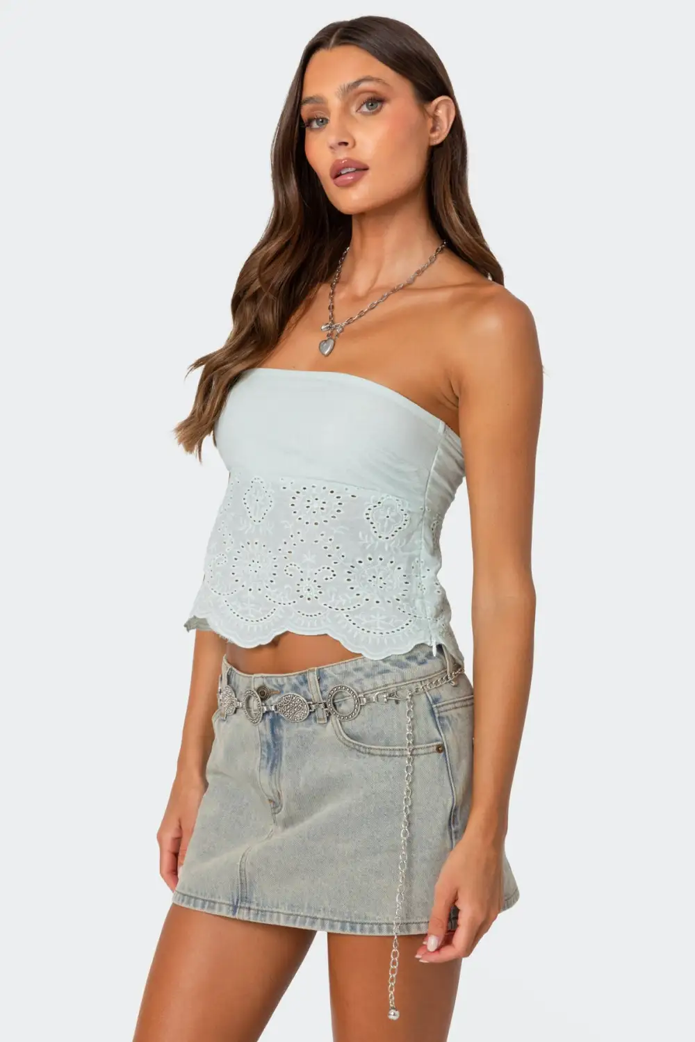 Scalloped Eyelet Tube Top33
