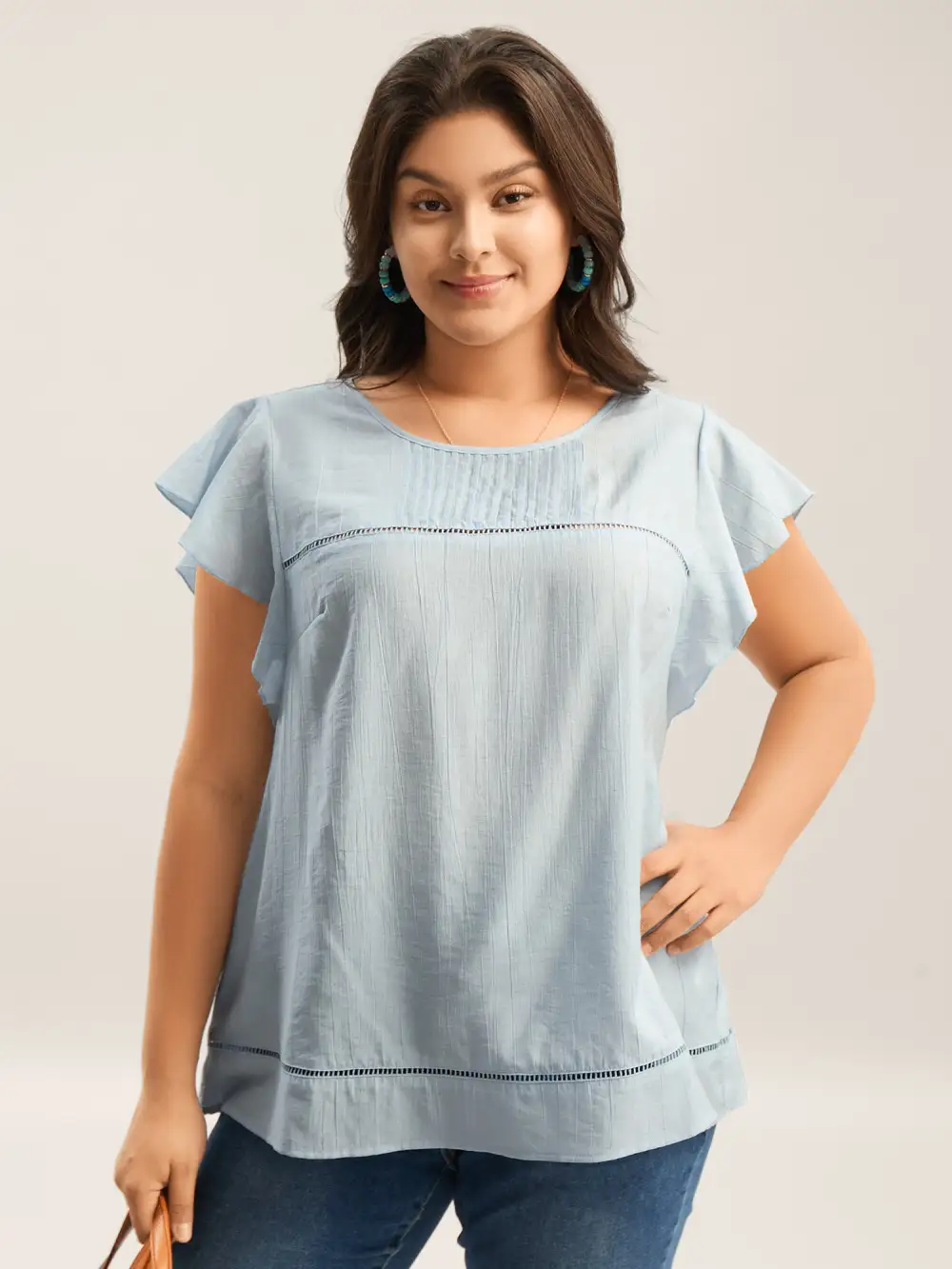 Supersoft Cotton Linen Blend Ruffled Blouse