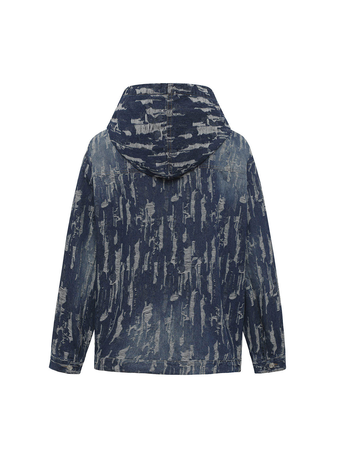 Letter Embroidered Washed Denim Hoodie