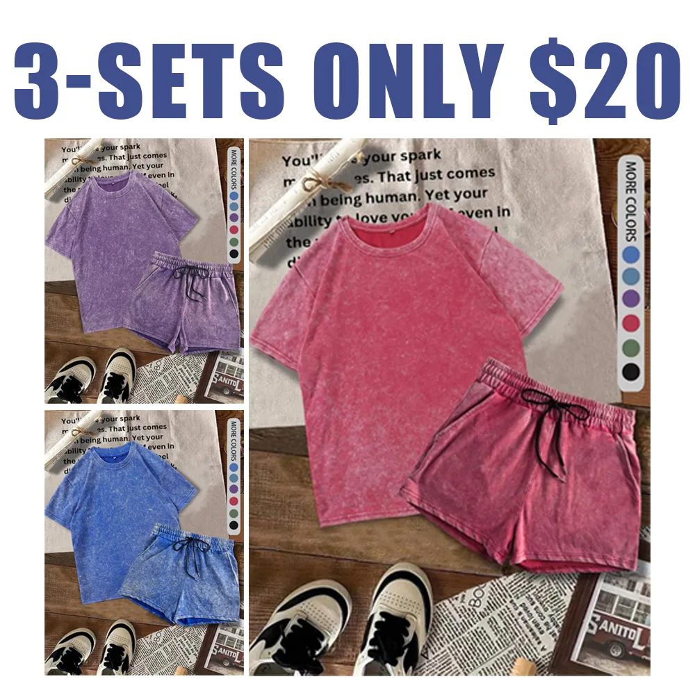 Women's Solid Tee & Denim-Print Shorts – Casual Summer Outfit for Daily Wear