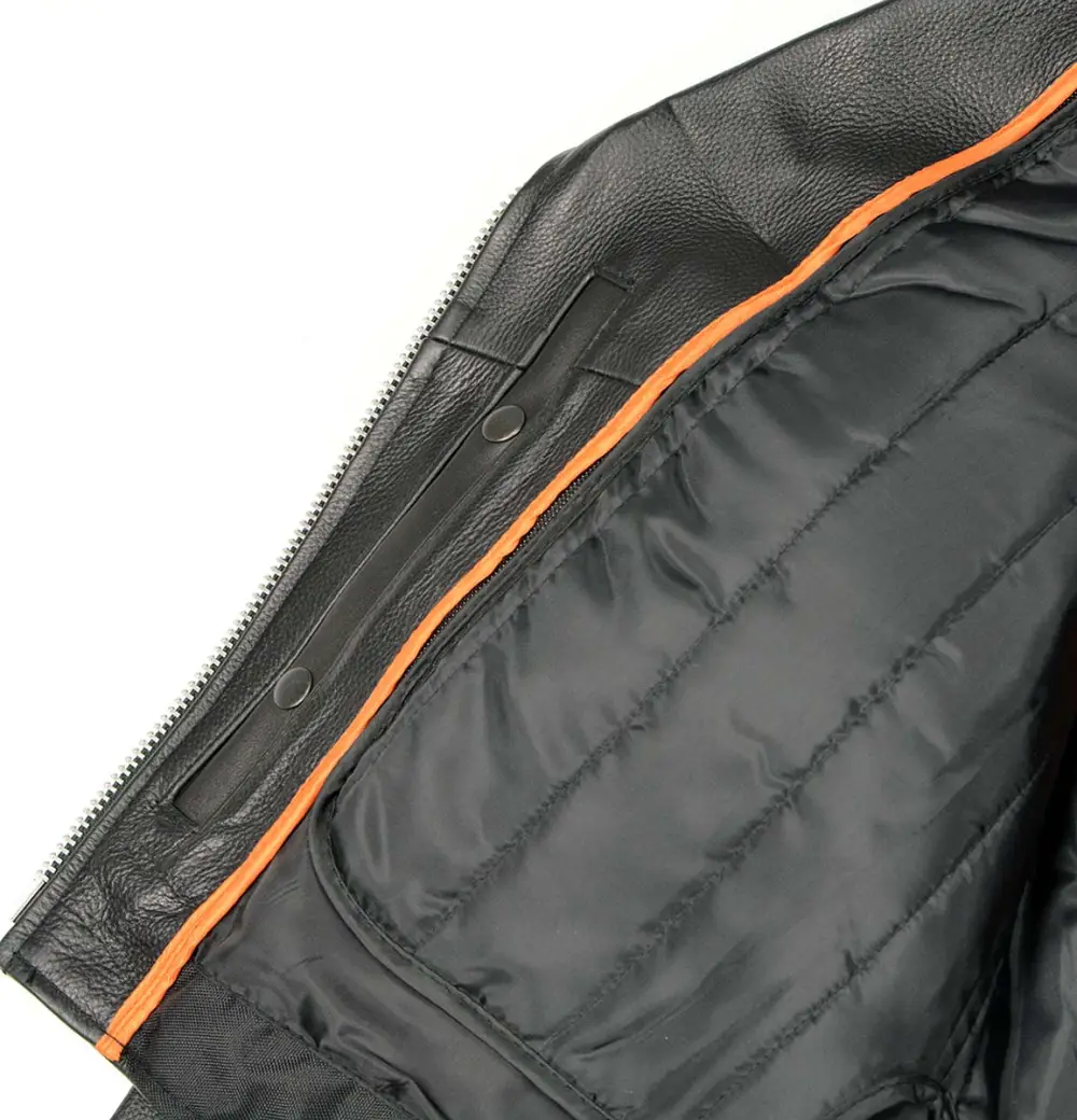 Leather LKL2700 Women's Classic Black Premium Leather Motorcycle Vintage Jacket with Side Laces