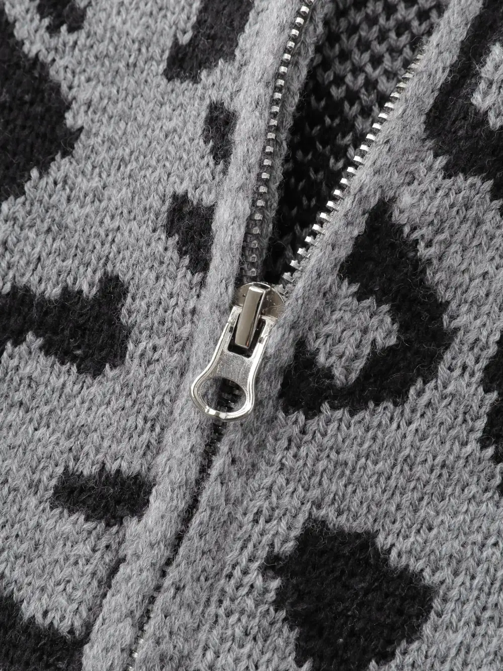 Leopard Print Jacquard Hooded Knit Cardigan