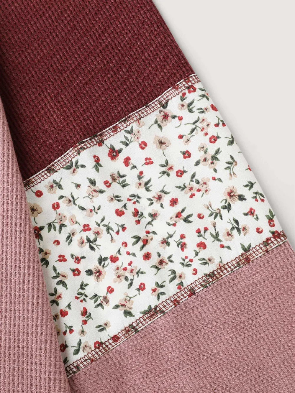 Color Contrast Waffle Knit T-Shirt