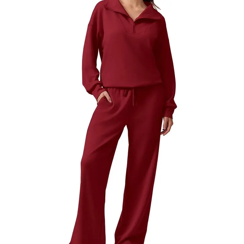 Women’s 2-Piece Sweatsuit – Half-Zip Pullover & Joggers