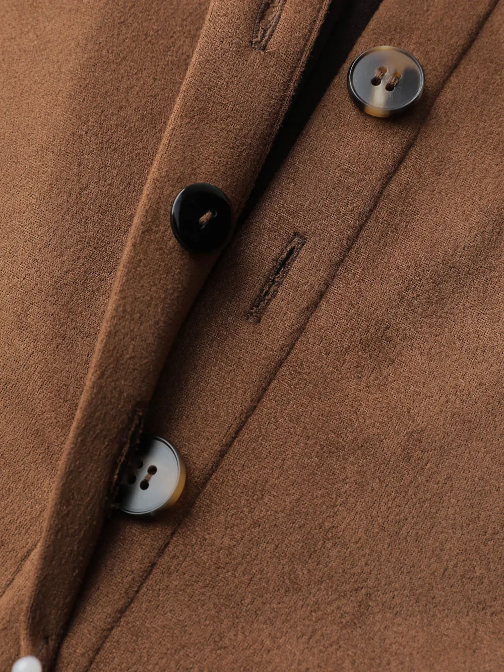 Suede Open-Front Belted Long Shirt