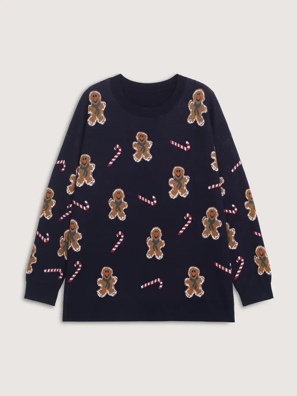 Gingerbread Holiday Jacquard Round Neck Pullover