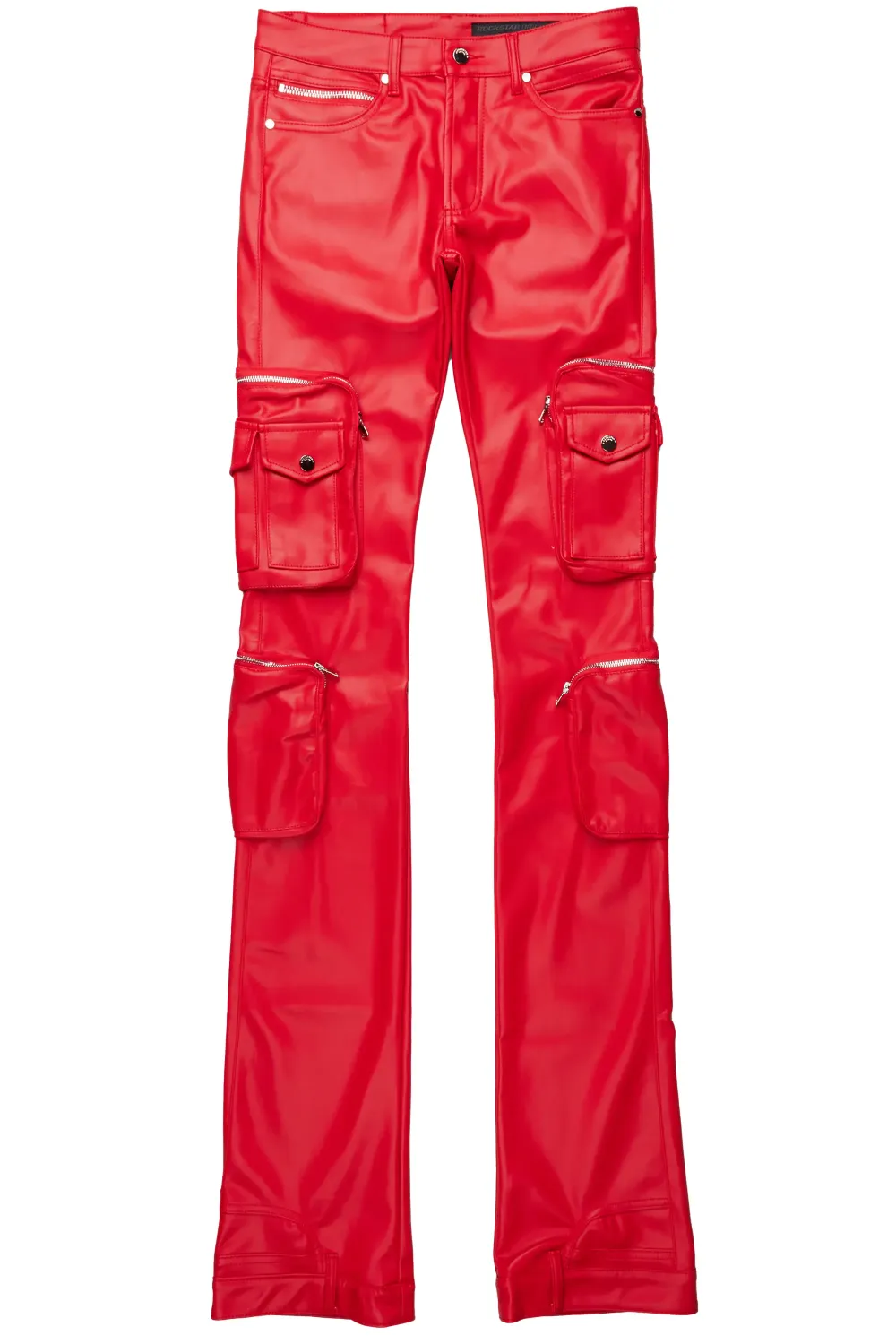 Sutton Red Faux Leather Super Stacked Jean