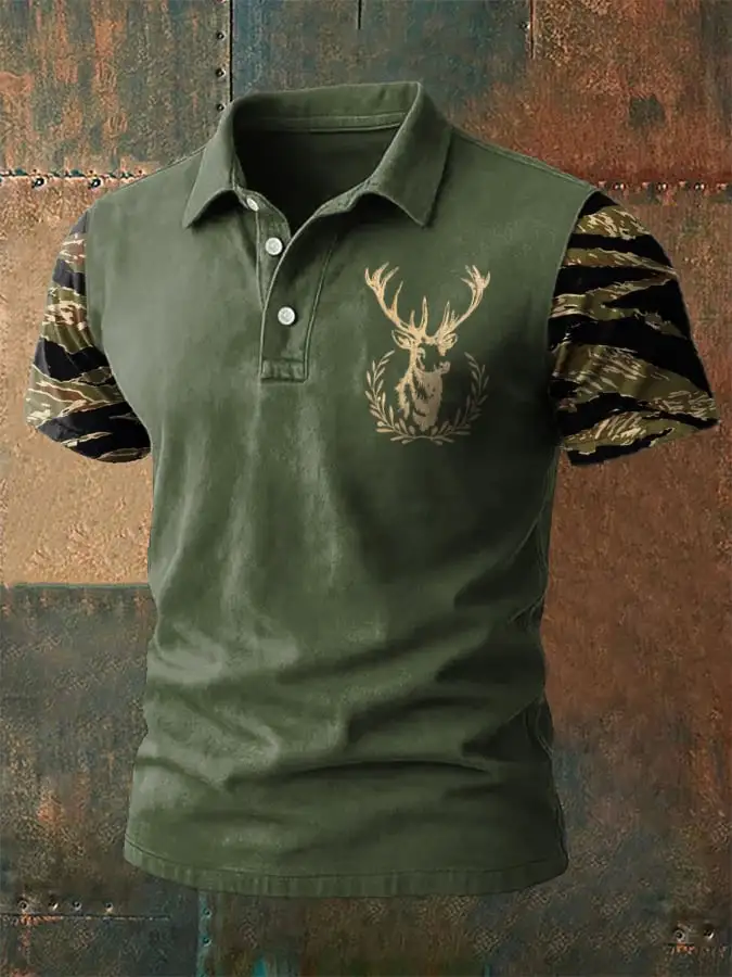 Men's Western-Style Printed Casual Polo Shirt