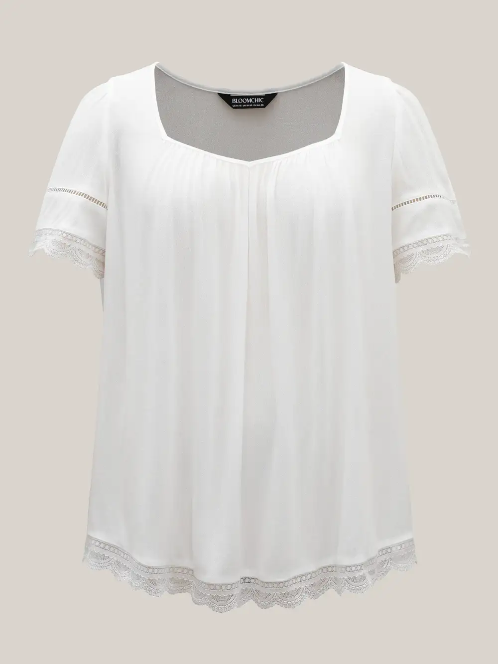 Rayon Flowy Lace Trim Solid Blouse