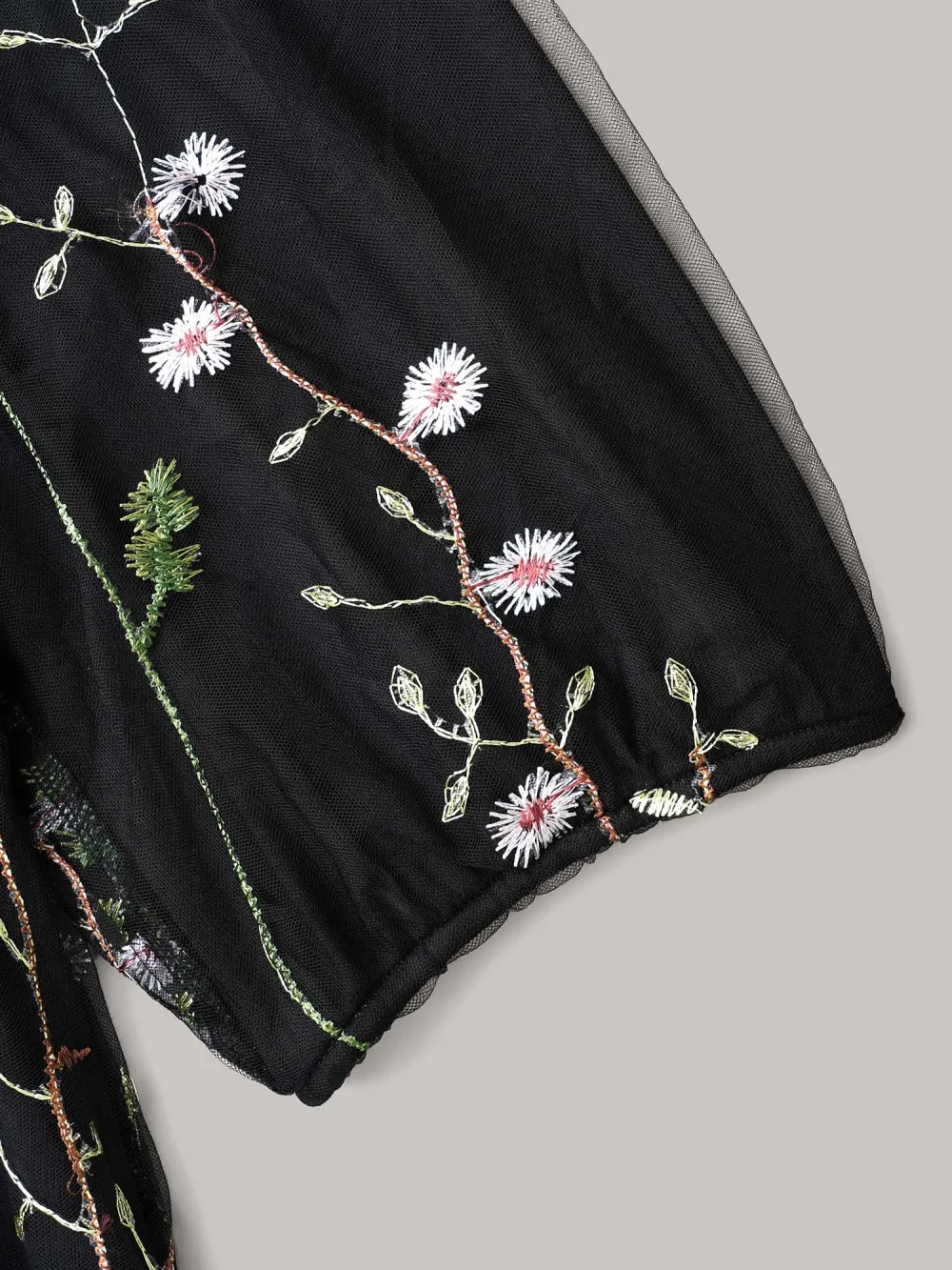 Floral Embroidered Elastic Waist Lined Midi Dress