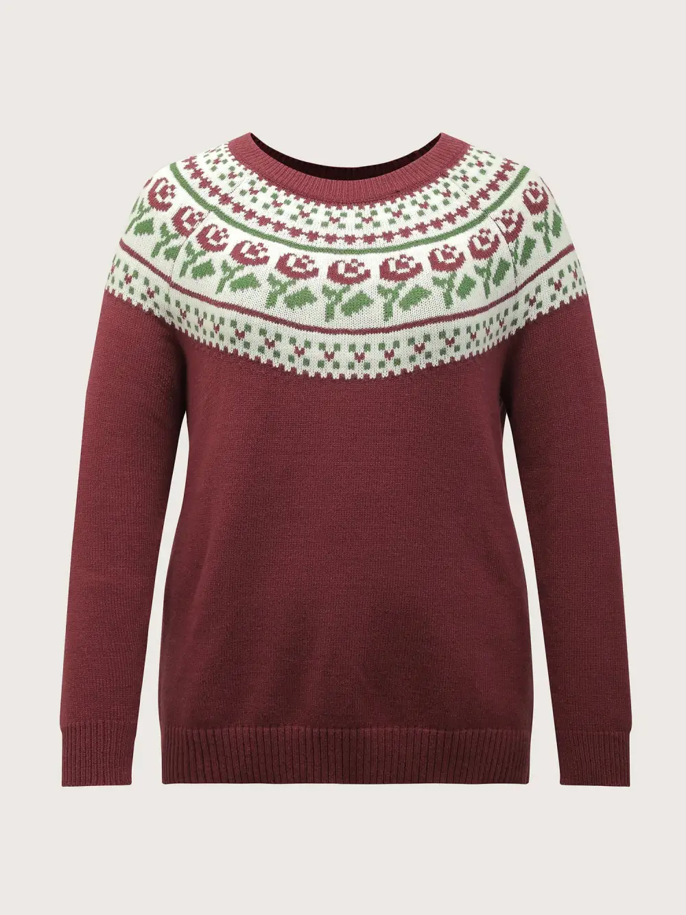 Floral Fair Isle Raglan Sleeve Pullover