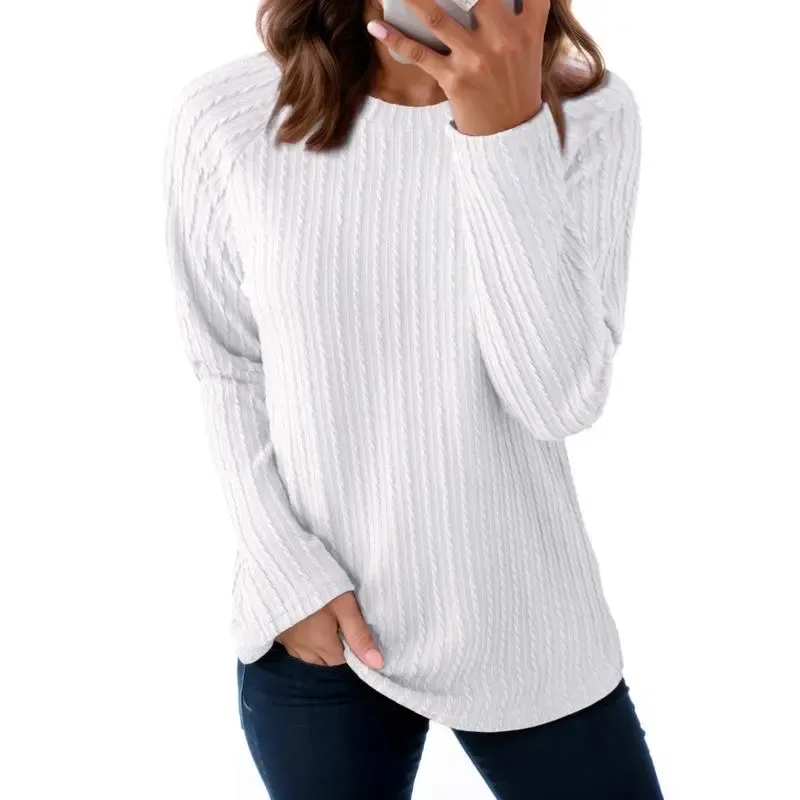 Women's Tops Long Sleeve Crewneck Knit Basic Tee Lightweight Shirts