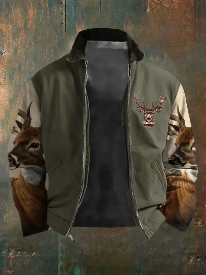 Men's Western Elk Outdoor Lapel Jacket